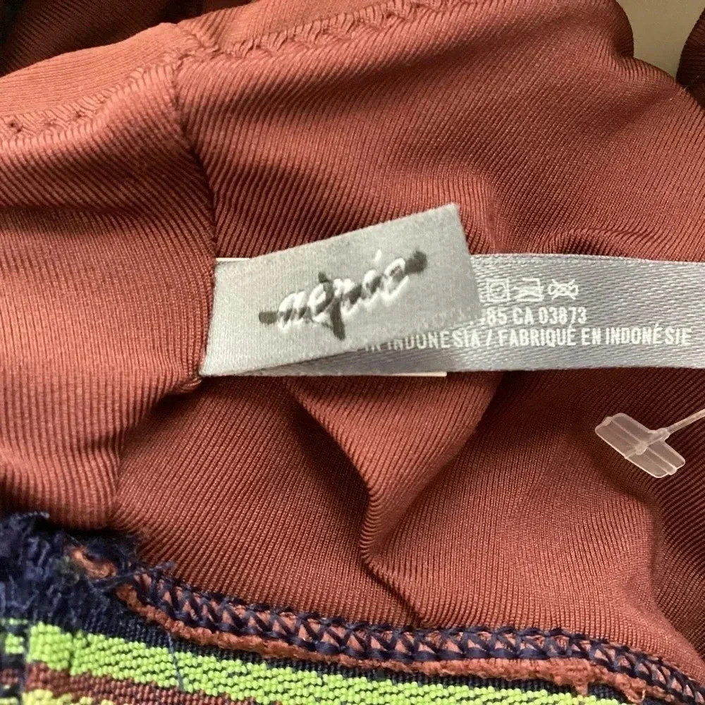 Aerie Racerback High Neck Swim Crop Top Brown